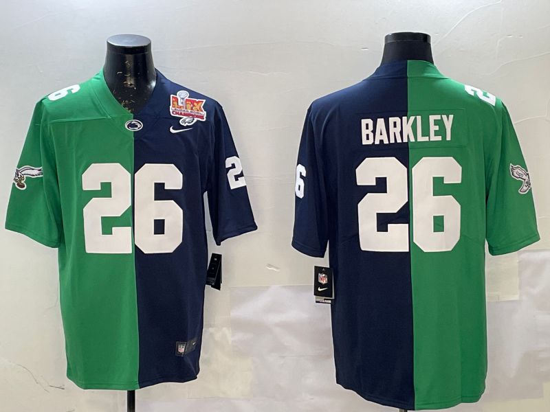 Men 2025 Philadelphia Eagles #26 Barkley Blue Green Nike Limited NFL Jersey style 10